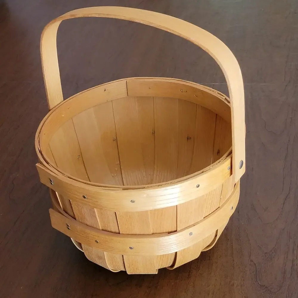 Vintage Peterboro Basket Company Round Basket One Handle Diameter 9